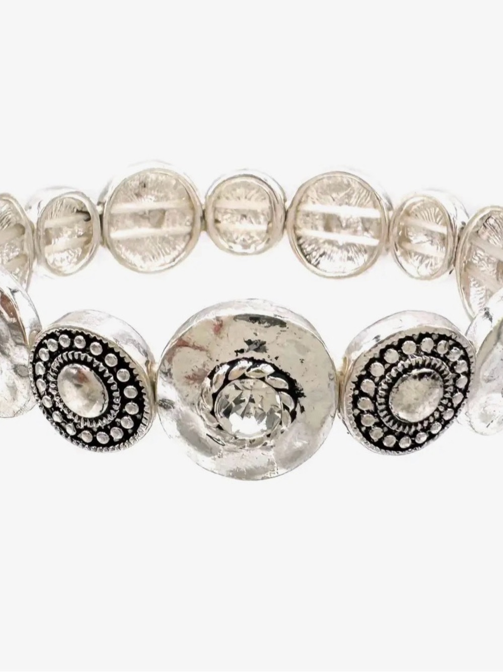 Silver Tone Crystal Accent Stretch Bracelet